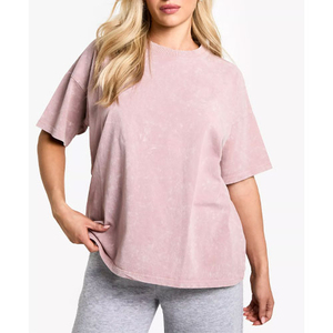 Camiseta de Manga Corta con Cuello Redondo Extra Grande para Mujer, Color Sólido, Corte Holgado, 100% Algodón Jersey, Informal, para Todas las Temporadas, Tejido de Punto - Product Image 3