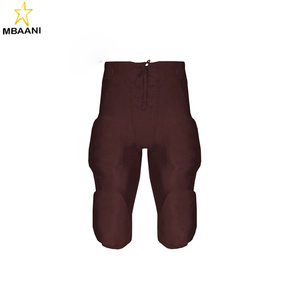 Ensemble de maillot de football américain vert pour homme MBAANI avec le numéro 21 et pantalon marron, uniforme en maille à manches courtes et col en V pour adultes - Product Image 3