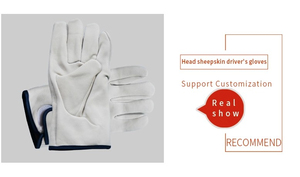 Gants de sécurité en cuir blancs, lisses, antidérapants, avec bracelet réglable, gants de travail polyvalents - Product Image 2