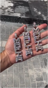 จี้เพชรฮิปฮอปแบบกำหนดเองพร้อมใบรับรอง GRA ตัวอักษรชื่อตามสั่ง เงินแท้ 925 ประดับเพชร VVS เต็มตัว สไตล์แร็ปเปอร์ จี้โมอิสซาไนต์ - Product Image 2