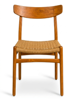 Chaise de salle à manger moderne en bois massif avec assise en corde tressée pour usage commercial - Mobilier de restaurant