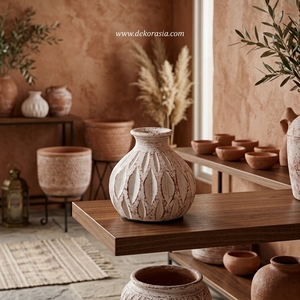 Colegio M Mini vase en terre cuite rustique blanc cassé, pot à bourgeons en argile artisanal, récipient décoratif en céramique pour table - Product Image 3