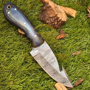 Couteau de chasse artisanal en acier Damas, lame fixe, pour le camping en plein air, la survie, la tactique, manche en bois, personnalisable - Product Image 4