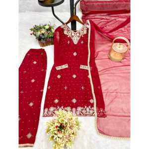 ชุดดีไซเนอร์ ท็อป-ปาลาซโซ พร้อมผ้าคลุมไหล่ สำหรับงานปาร์ตี้ เสื้อผ้าอินเดียและปากีสถาน - Product Image 5