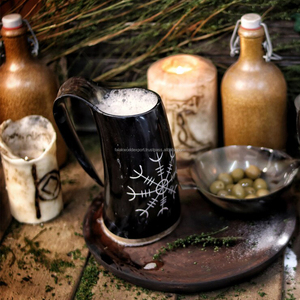 Taza de cuerno para beber genuina antigua para cerveza, vino, hidromiel y cerveza, buey y cuerno de búfalo, taza de cuerno de jarra, vasos de Falak World Export - Product Image 1