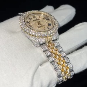 นาฬิกาอัตโนมัติ ETA รุ่น Unisex Luxury Lab Diamond ตัวเรือนสแตนเลสสตีล หน้าปัดอนาล็อก โครโนกราฟ ขนาด 25 มม. โทนสีทอง กระจก พร้อมฟังก์ชั่นสำรองพลังงาน - Product Image 2