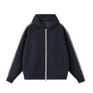 American-Style <b>Zipper</b> Heavyweight 400GSM Liquid Cotton Hooded <b>Cardigan</b> Autumn Winter Solid Color Jacket Casual Couple Sweatshirt - Product Image 1