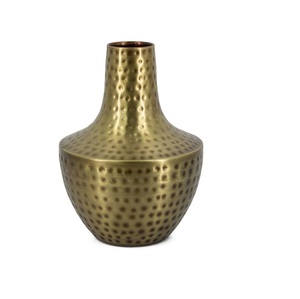 Jarrón de Latón Martillado Estilo Vintage - Jarrón de Metal Resistente para Decoración de Vestíbulos de Hotel y Eventos, Jarrón Decorativo Dorado Mate - Product Image 1