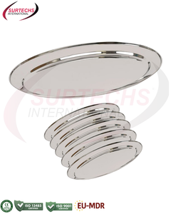 Plateau de service ovale en acier inoxydable 35 cm, plateau de service alimentaire, vaisselle de cuisine, durable et réutilisable - Product Image 3