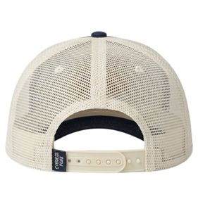Breathable <b>Navy</b> Mesh Trucker <b>Hat</b> with Leather Patch Logo Adjustable Unisex Casual 6-Panel Cap for Outdoor Travel and Daily Wear - Product Image 3