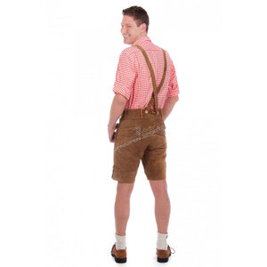 Elegantes pantalones cortos bávaros de cuero para hombre con detalles bordados, estilo casual, con botones, ecológicos, tradicionales, para uso cultural. - Product Image 5