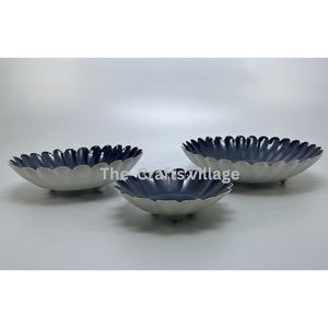 Elegant Blue Enamel Serving <b>Platter</b> Set Decorative Metal Dish for Home Tabletop Display Dining Serving Tray Wedding Party Center - Product Image 3