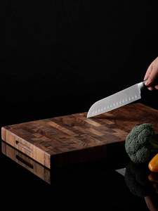 Planche à découper en bois naturel en gros, forme rectangulaire avec poignée, en bois naturel, pièce unique, bloc de découpe de cuisine - Product Image 4