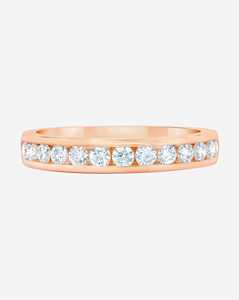 แหวนเพชรทรงกลมขนาด 3.5 มม. แบบซ้อนได้ ทองคำแท้ 14K ฝังแบบช่อง เหมาะสำหรับใส่ทุกวัน เครื่องประดับเรียบหรู แหวนแต่งงานแบบครึ่งวงนิรันดร์ - Product Image 6