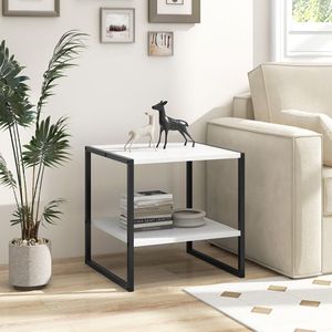 Tavolino Quadrato a 2 Livelli in Stile Nordico con Ripiano Portaoggetti, Design Durevole e Reversibile - Product Image 2