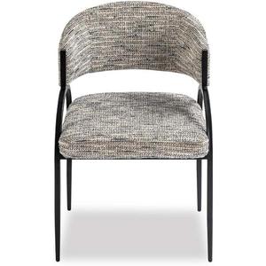 Modern <b>Black</b> Metal Frame Upholstered Dining Chair Curved Backrest Sherpa Grey Accent <b>Armchair</b> for Hotel Dining Room - Product Image 2