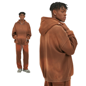 Sudadera con Capucha Vintage para Hombre, de Poliéster y Algodón, Estilo Urbano, Talla Grande, Lavado Ácido, Sudadera Lisa para Hombre - Product Image 4