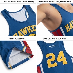 Custom Sublimated for <b>Lycra</b> <b>Men's</b> Wrestling Singlet-High School Varsity Flatlock Seam Competition Standard OEM - Product Image 4