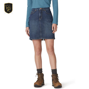 Jupe en jean streetwear pour femme, coupe ample, bleu clair délavé, jambe large, couleur unie, polyester/coton, boutonnée, automne - Product Image 3