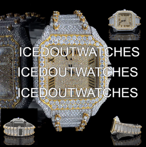 Reloj de Hip Hop con Diamantes, Bisel Cuadrado, VVS Moissanite, Piezas de Reloj Personalizadas, Correa con Incrustaciones de Diamantes, Relojes para Hombre - Product Image 4