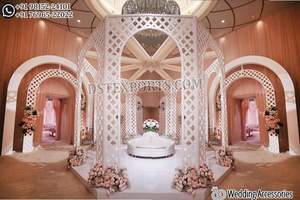 Mandap de Boda Asiática de Ensueño, Mandap Contemporáneo con Espejo, Mandap Moderno para Boda Judía, Mandap Real con Paneles Traseros para Escenario, EE. UU. - Product Image 4