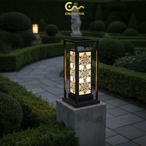 Lampe murale extérieure carrée noire, lumière décorative de jardin moderne avec motif minimaliste, acier inoxydable, AC 200V, E27, IP65 pour Reso - Product Image 5