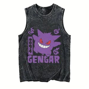 Camiseta sin mangas para hombre 2026, transpirable, de punto, informal, oversize, estilo vintage lavado, con estampado de anime, ecológica, de secado rápido, cuello redondo, para yoga, deportes y verano - Product Image 6