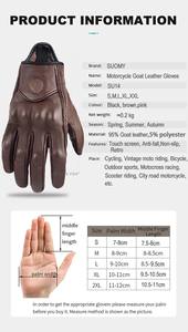 Gants de moto d'hiver rétro unisexes, pour écran tactile, en cuir véritable, respirants, coupe-vent, pour course de moto - Product Image 3