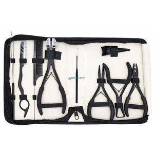 Kit d'outils professionnels pour extensions de cheveux, pinces en acier inoxydable noir, crochets, clips, peigne, ensemble de coiffure pour salon - Product Image 1