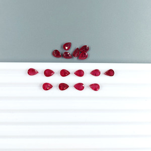 Rubis naturels de Birmanie non traités, formes poire calibrées 6x4mm, pierres précieuses de rubis naturelles facettées en vrac pour la fabrication de bijoux, prêtes à l'emploi - Product Image 4