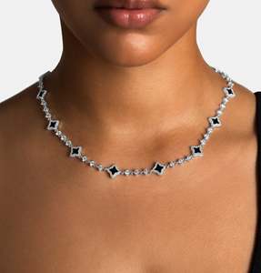 Luxury Women's 925 <b>Silver</b> Rhodium Plated Zircon <b>Choker</b> Necklace Brilliant Cut Prong Setting Hip Hop Style Tennis Chain Party - Product Image 2