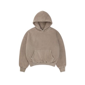 Men's Heavyweight 100% Polyester <b>Velour</b> No-String Solid Pattern Discharge Printed Back Logo Position Winter Hoodie-Regular Fit - Product Image 2