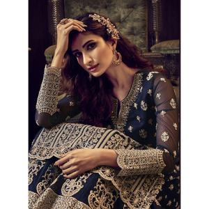 2021 vente chaude pakistanais indien Designer Salwar Kameez Palazzo costume complet cousu droit lourd travaillé Viscose soie rayonne - Product Image 3