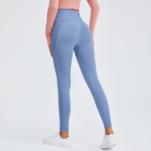 Wholesale Sustainable Quick Dry Mid Waist Running Scrunch Butt Seamless Yoga Pants Solid Color Fitness <b>Tight</b> Slim Women Sports - Product Image 6
