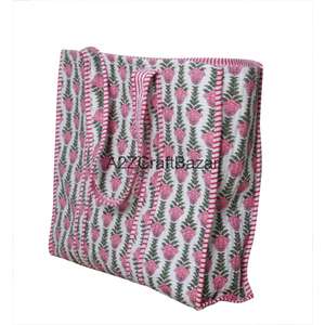 Bolsa de Mano Acolchada 100% Algodón con Estampado Floral de Aves, Gran Capacidad, Reutilizable, Ecológica, para Compras, Viajes, Uso Diario, Bolsa de Hombro - Product Image 4