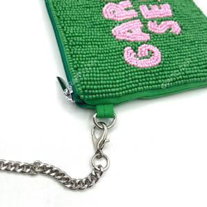 Handmade Beaded Garden Sesh Pouch Women <b>Mini</b> Clutch Bag Text Design Zip Coin Purse Crossbody OEM Supplier - Product Image 4