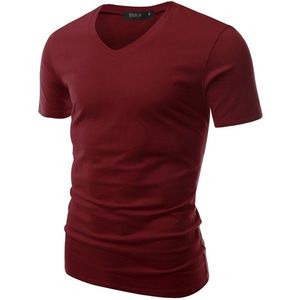 Men's <b>V</b>-Neck Short Sleeve Polyester Knitted Breathable Solid Blank Casual Regular <b>Fit</b> Streetwear Summer T-Shirt - Product Image 3