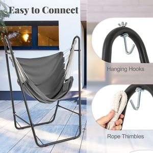 Heavy Duty Metal Frame <b>Hammock</b> Chair with Practical Side Pocket Comfortable Outdoor Seating Solution - Product Image 6