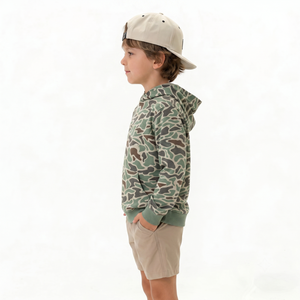 Custom Sublimated UPF 50+ Birdseye Mesh Polyester Boys <b>Children</b> Fishing Pullover <b>Hoodie</b> Lightweight Long Sleeve Performance Camo - Product Image 2