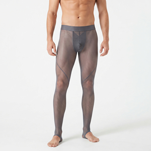 Leggings de malla transparente de longitud completa para hombre, color sólido, cintura elástica, pantalones ajustados transparentes, ligeros y elásticos - Product Image 6