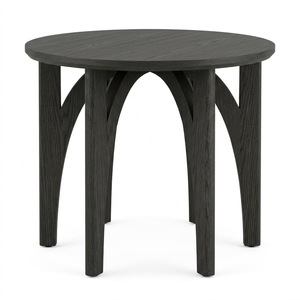 Turkish Design <b>Vintage</b> Dark Finish Round Wooden <b>Side</b> <b>Table</b> with Arched Legs for Living Room Home Furniture - Product Image 1