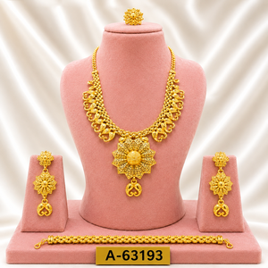 Ensemble de bijoux en filigrane doré fait main, collier et boucles d'oreilles pour femmes A-63203 - Product Image 3