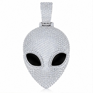 Collar con Colgante de Cabeza de Alien con Diamantes de Moissanita, Estilo Hip Hop, Unisex, Joyería Fina, Plata de Ley 925, Elegante, Regalo - Product Image 2