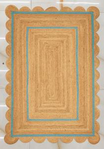 Alfombra de Yute Tejida a Mano Estilo Rústico Chic con Borde Festoneado para Decoración del Suelo - Product Image 4