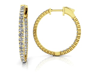 Pendientes de Aro Pequeños de Oro de 14K con Diamantes Cultivados en Laboratorio de Una Sola Hilera, 0.78Ct, Tipo Huggie, Entrecruzados, Pequeños y de Lujo - Product Image 1