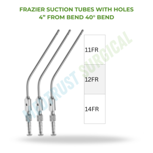 Tube d'aspiration Frazier perforé de 4 pouces avec courbure à 40 degrés 11FR 12FR 14FR – Instrument chirurgical d'aspiration pour la neurochirurgie - Product Image 2