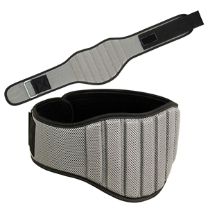Ceinture de musculation unisexe en néoprène robuste, surface en maille texturée, soutien lombaire à canaux verticaux, boucle à tension en acier, personnalisable - Product Image 4