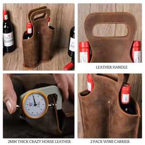 Porta Vino de Cuero Genuino Adventure, Bolsa de Transporte de Vino de Cuero Premium para una Sola Botella, para Picnic, Viajes, Regalo LEB-0078 - Product Image 5