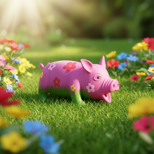 Jouet pour animaux de compagnie en latex en forme de cochon fleuri de 20 cm avec sons d'animaux originaux - Product Image 3