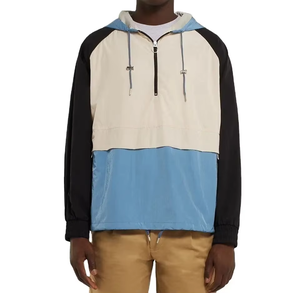 Chaqueta Cortavientos Ligera con Capucha y Media Cremallera en Colores Beige, Azul y Negro, con Cordón Ajustable, Estilo Urbano, de Poliéster/Nylon - Product Image 6